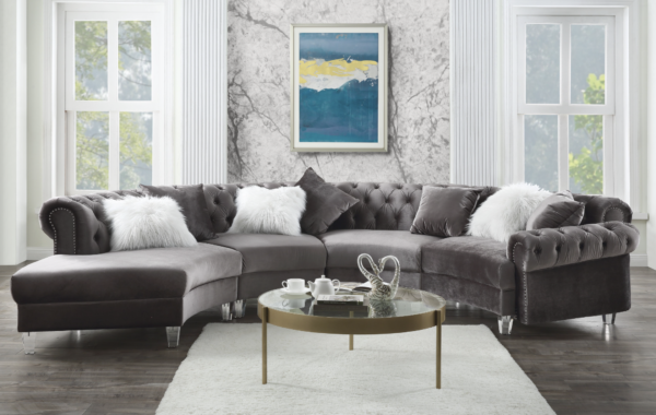 Grey velvet sectional